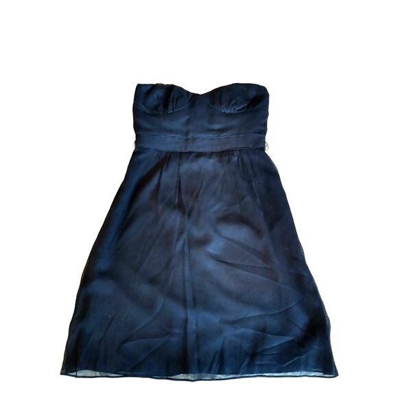J. Crew Women's Dress Sweetheart Neckline 100% Silk Navy Size 4 Formal Romantic - Picture 14 of 16